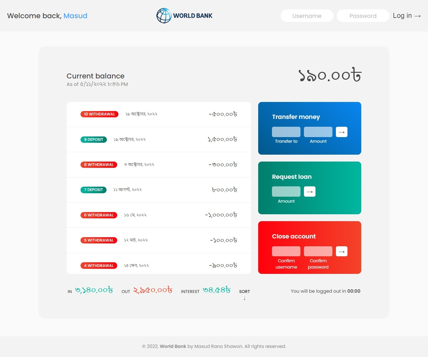 The World Bank - An online bank application